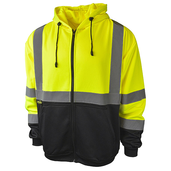 Radians Zip Class 3 Color Blocked Hooded Sweatshirt