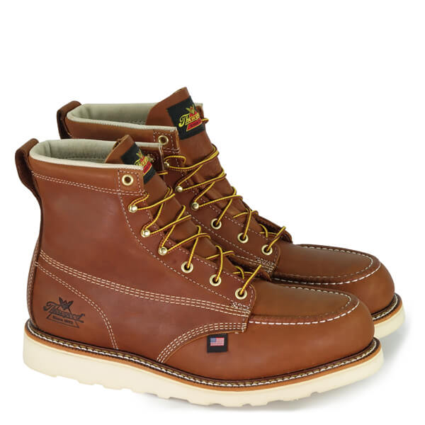 Thorogood American Heritage 6" Tobacco Safety Toe Moc Toe Maxwear Wedge - Image 3