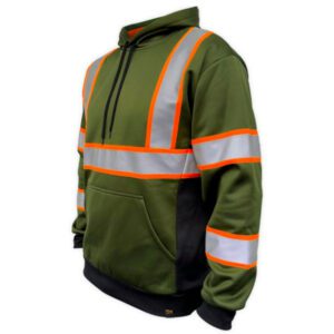 SafetyShirtz Basic Military Green Reflective Safety Hoodie