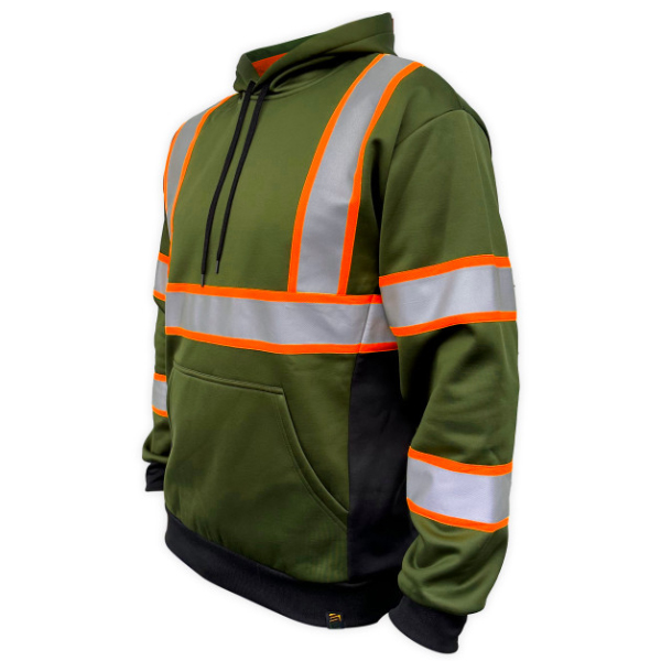SafetyShirtz Basic Military Green Reflective Safety Hoodie