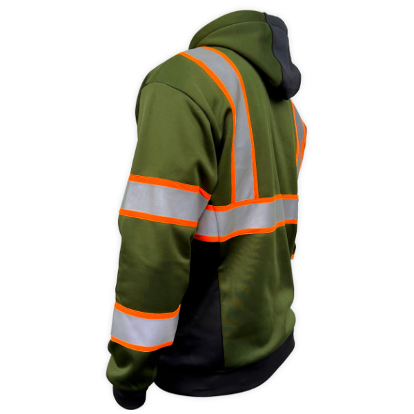 SafetyShirtz Basic Military Green Reflective Safety Hoodie - Image 2