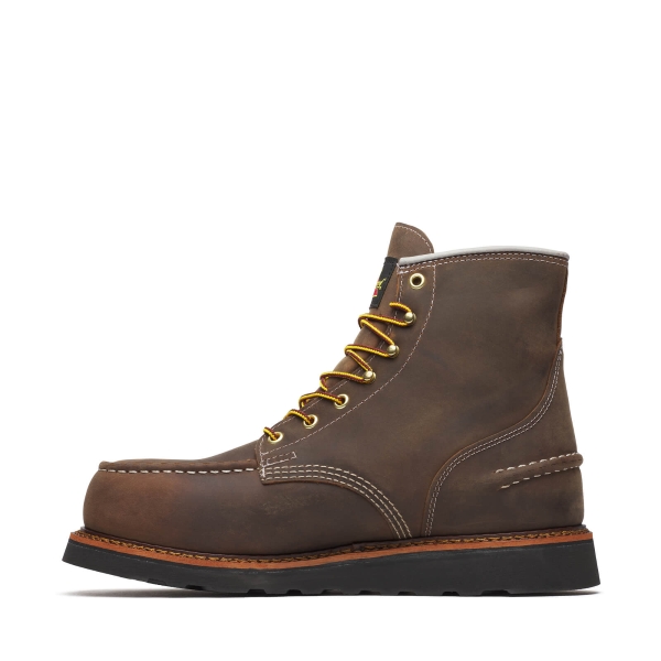 Thorogood 1957 Series - Waterpoof 6" Crazy Horse Steel Moc Toe Black Wedge - Image 4