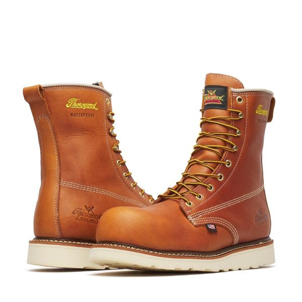 Thorogood American Heritage - Waterproof - 8" Tobacco Composite Safety Toe - Plain Toe MAXWear Wedge - Image 3