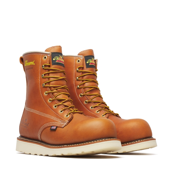 Thorogood American Heritage - Waterproof - 8" Tobacco Composite Safety Toe - Plain Toe MAXWear Wedge