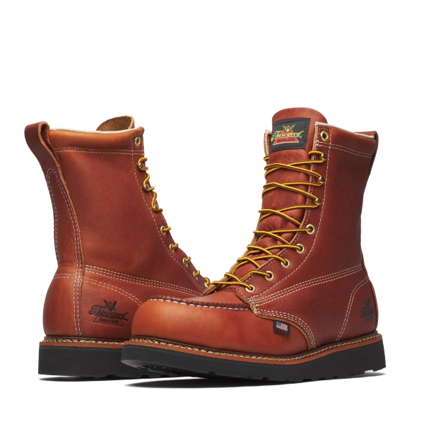 Thorogood American Heritage - 8" Tobacco Steel Moc Toe Black Wedge - Image 3