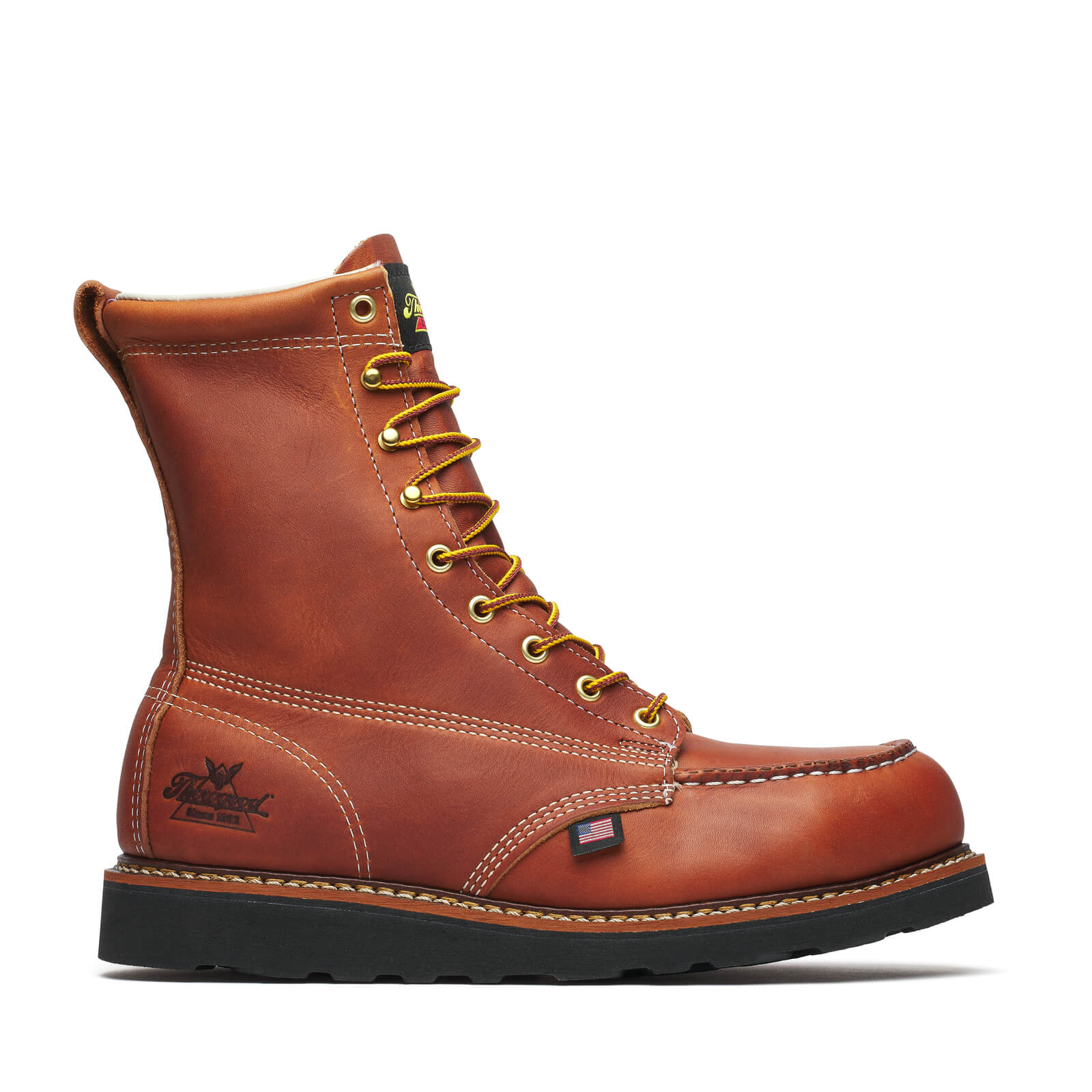 Thorogood American Heritage - 8" Tobacco Steel Moc Toe Black Wedge - Image 2