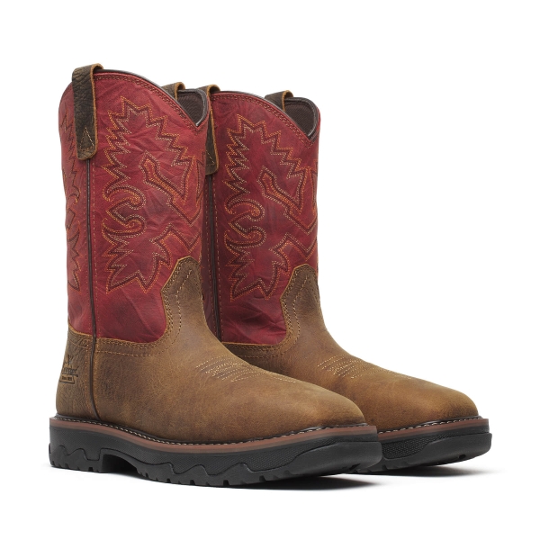 Thorogood Buffalo Ridge - Waterpoof 11" Brown/Scarlet Nano Square Toe