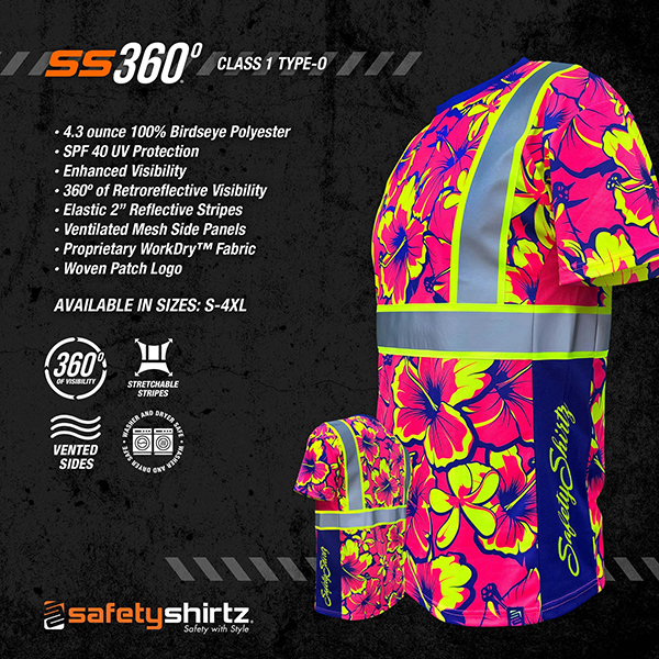 SafetyShirtz SS360 Tropic Heat - Pink - UPF 40 - Enhanced Visibility - Reflective Safety Shirt - Image 4