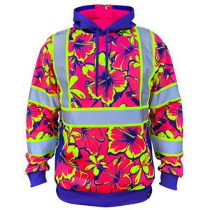 SafetyShirtz SS360 Tropic Heat - Pink - Enhanced Visibility - Reflective Safety Hoodie