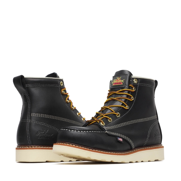 Thorogood American Heritage - 6" Black Safety Toe - Moc Toe MAXWear Wedge - Image 3